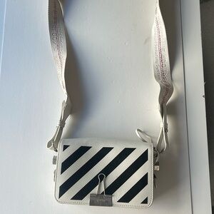 Off White Binder Mini Flap Bag